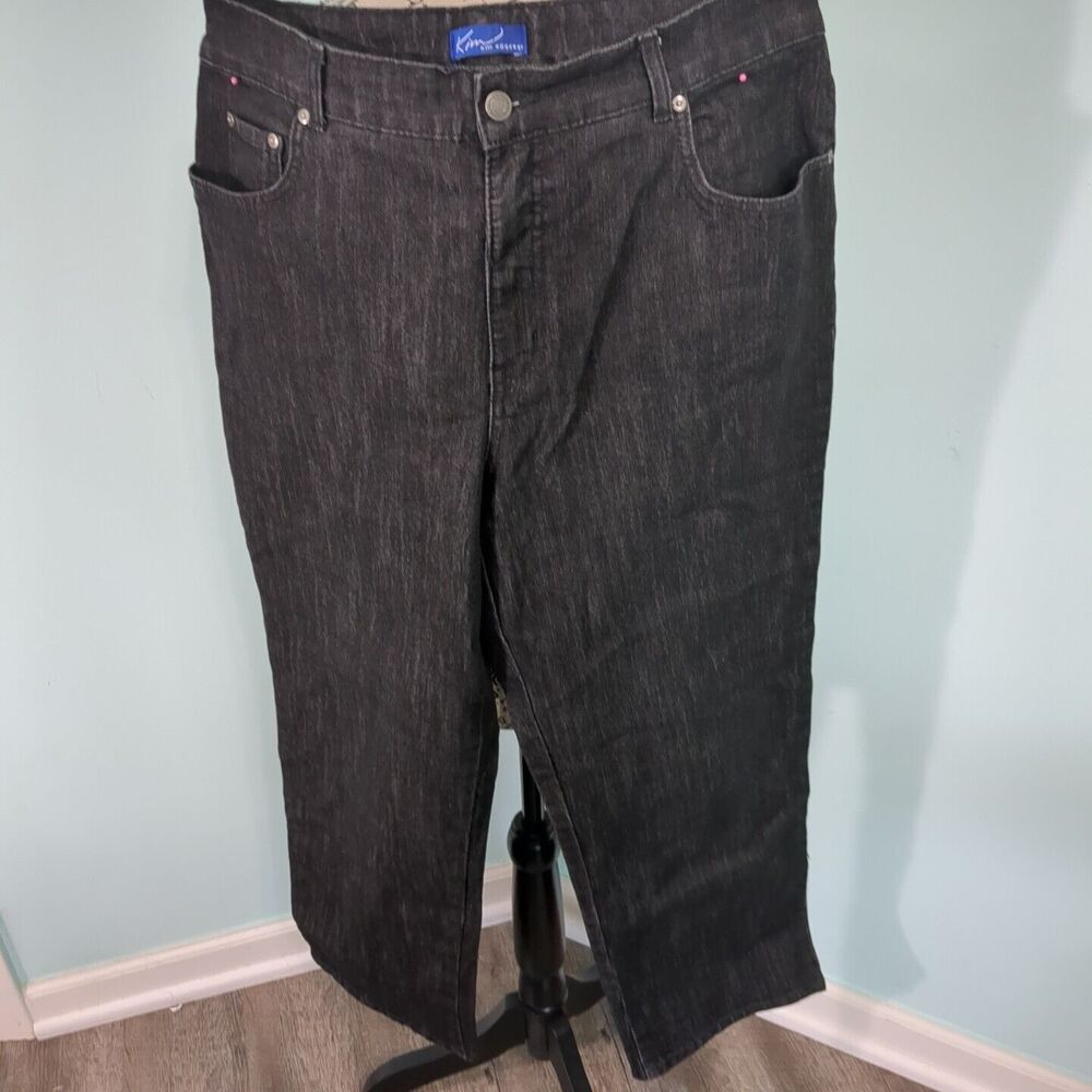 Kim Rogers Straight Leg Jeans Women's 14 Short Gray Charcoal Wash High Rise